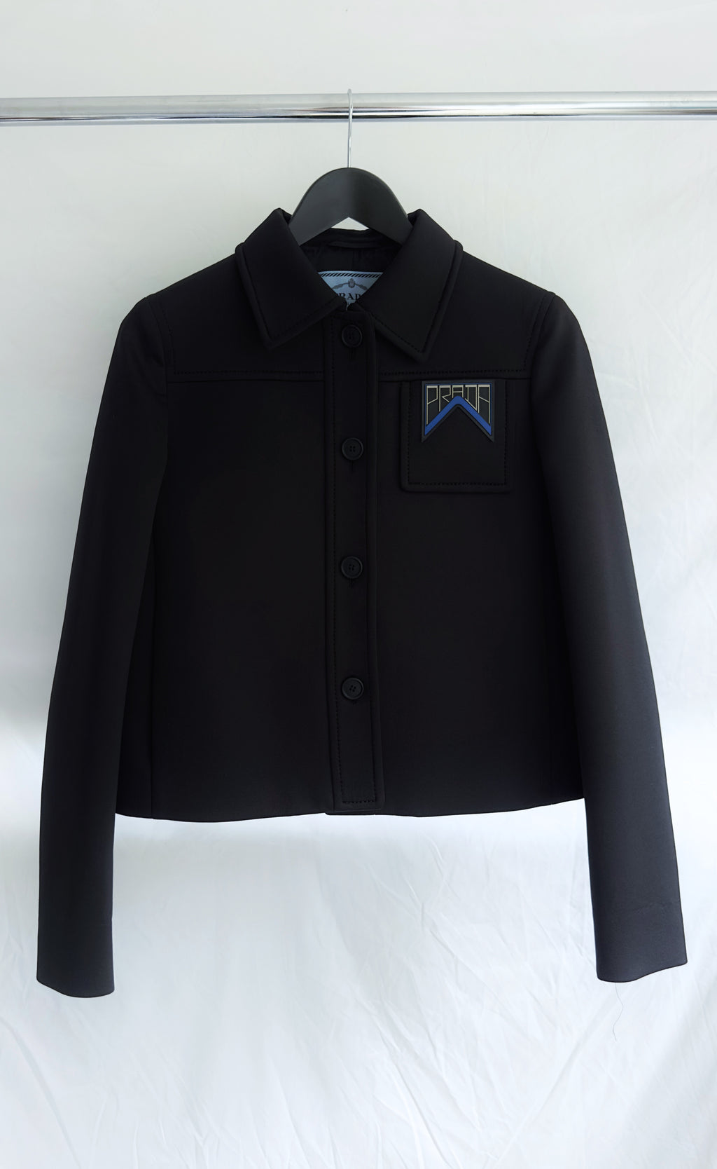 Prada - Black Neoprene Logo Jacket, Size IT40