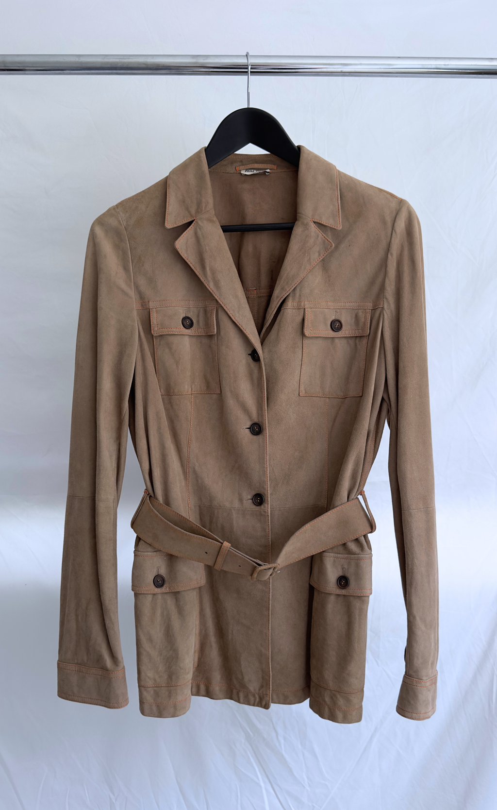 Miu Miu - Taupe Vintage Suede Jacket, Size 14