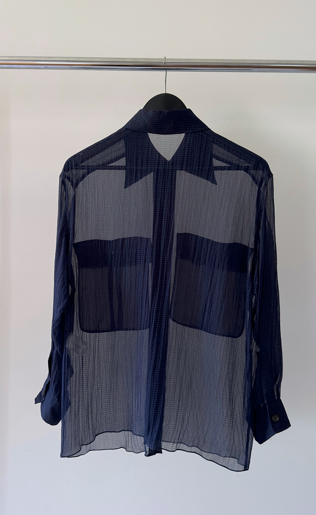 Chloe - Sheer Navy Silk Blouse, Size 8