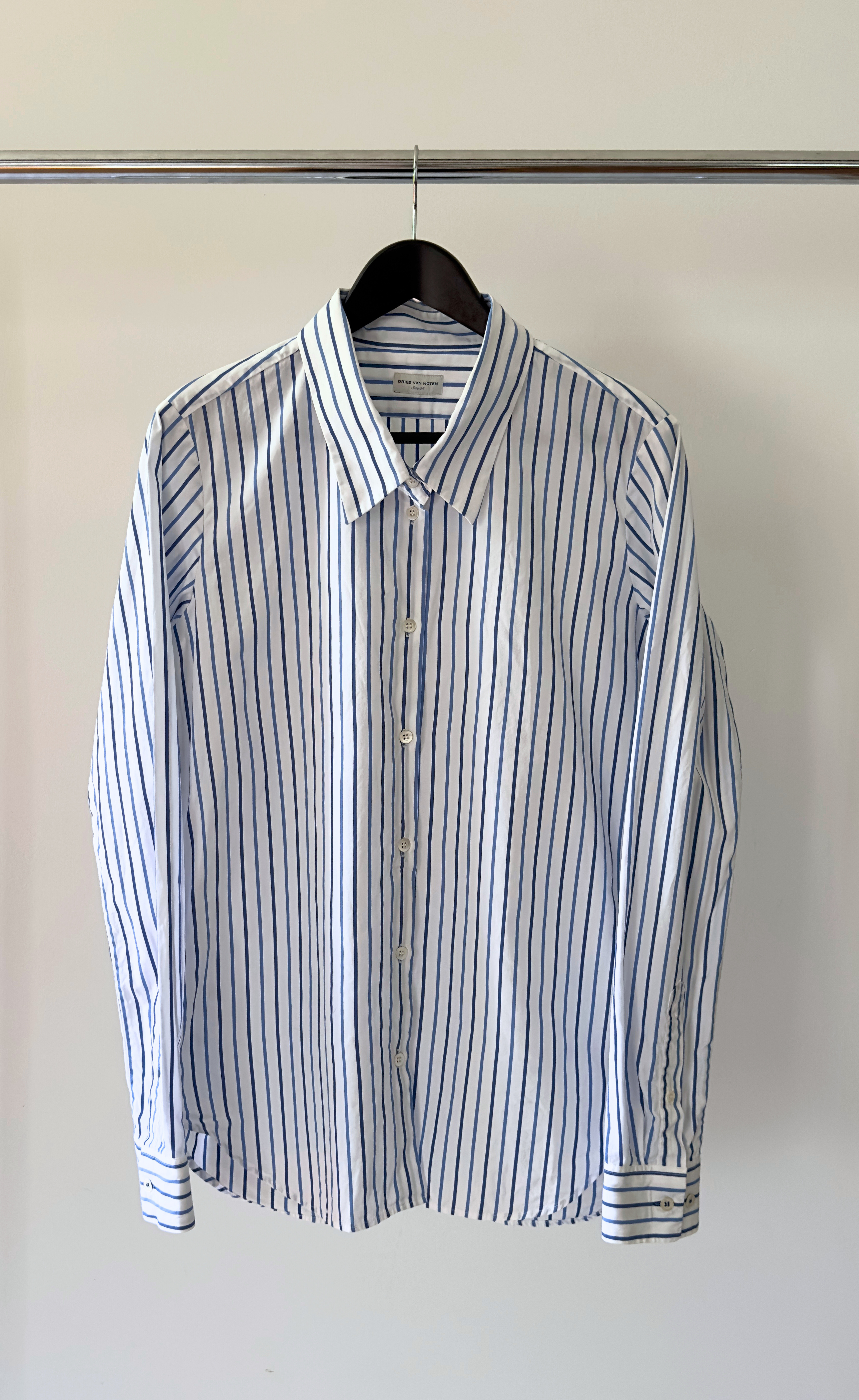 Dries Van Noten - Blue Cotton Stripe Shirt, size 34
