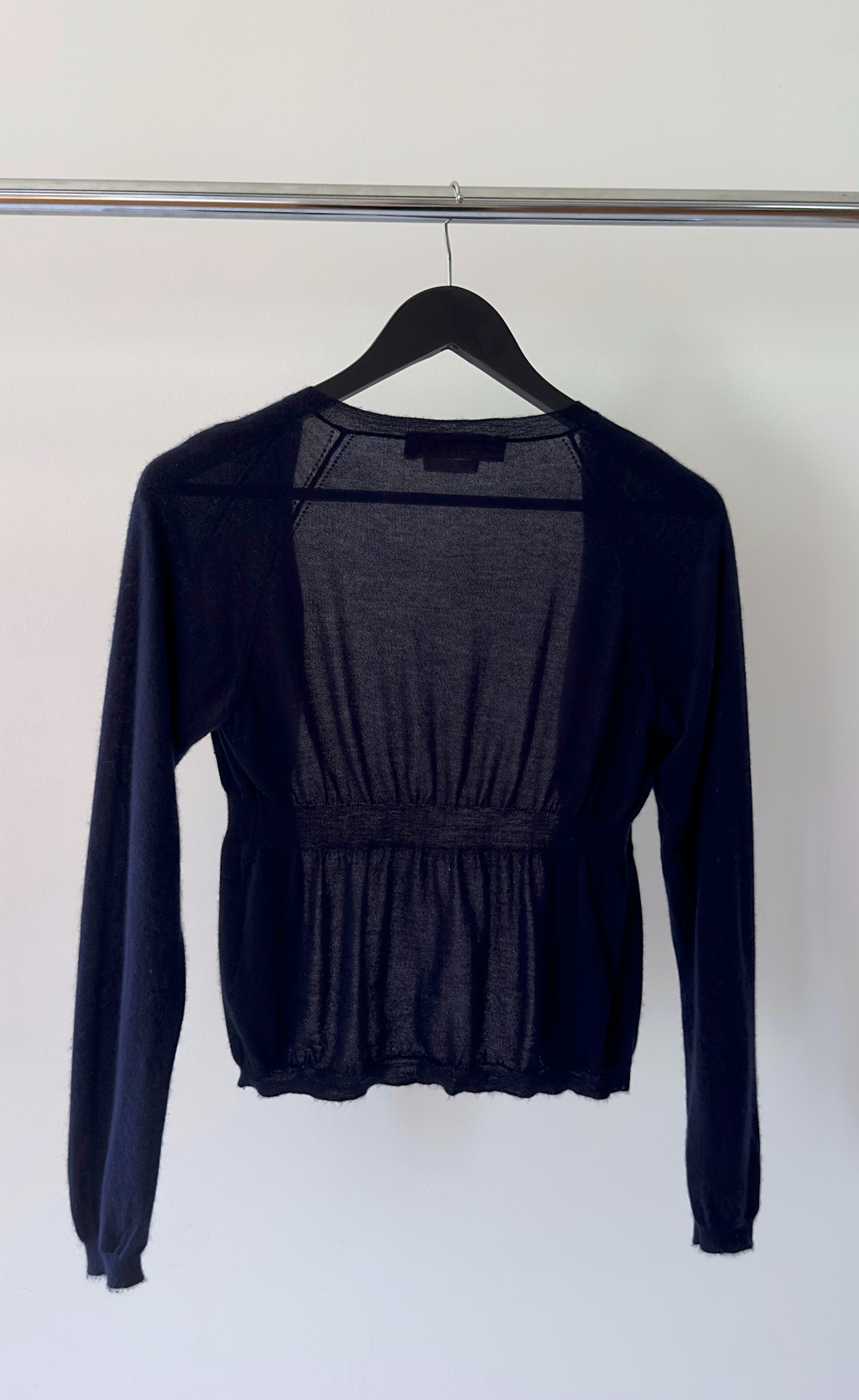 Marni - Navy blue cardigan with gathered waist, Size 40
