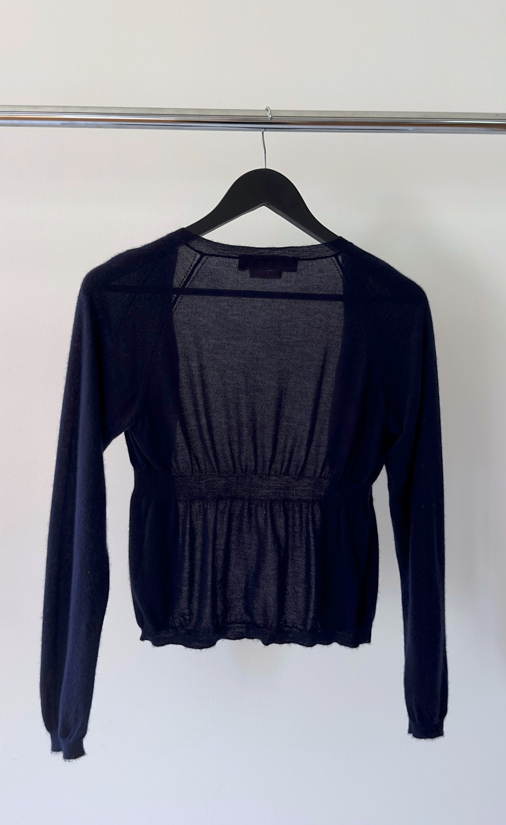 Marni - Navy blue cardigan with gathered waist, Size 40