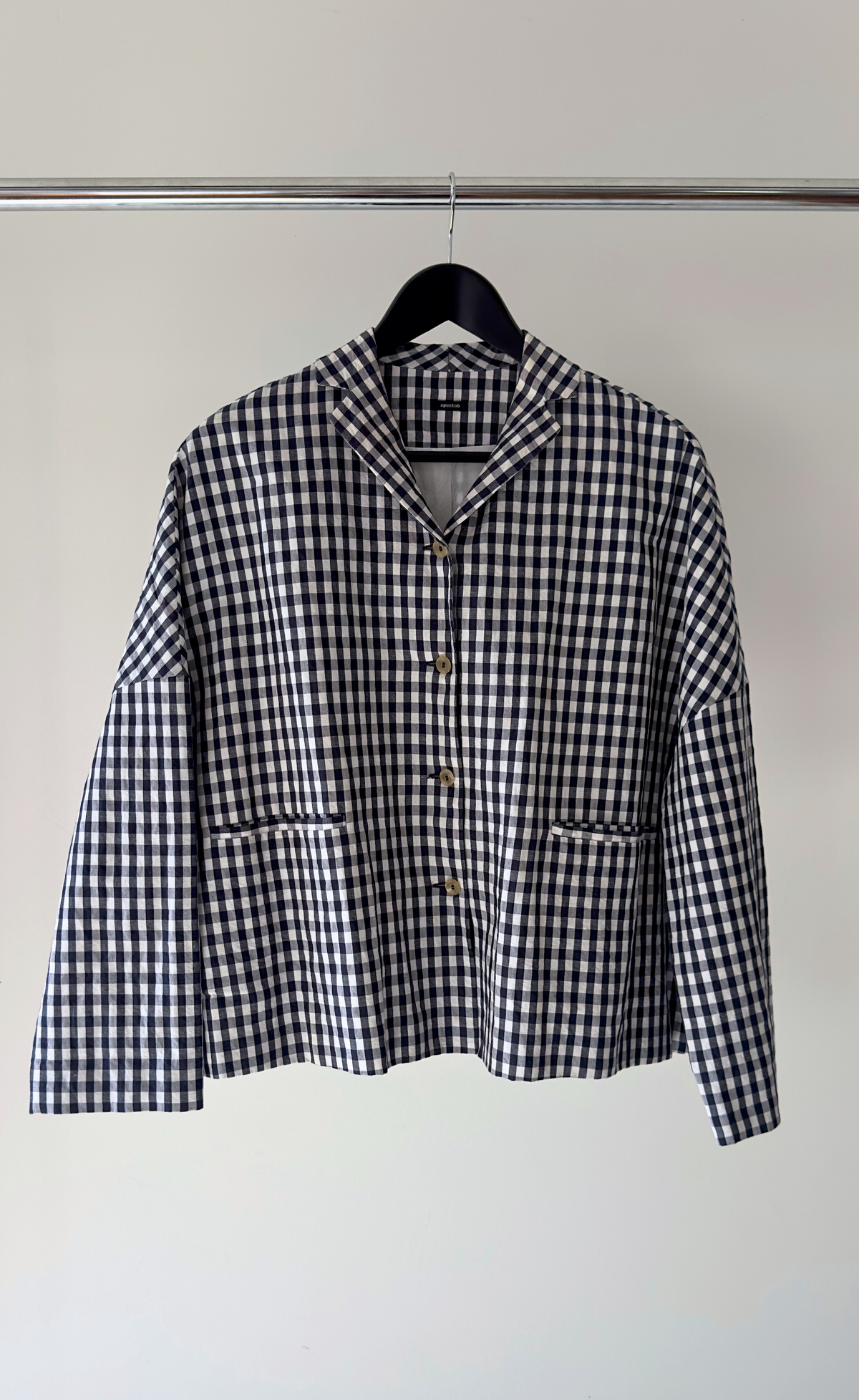 Apuntob - Navy Seersucker Button Up Jacket, Size S