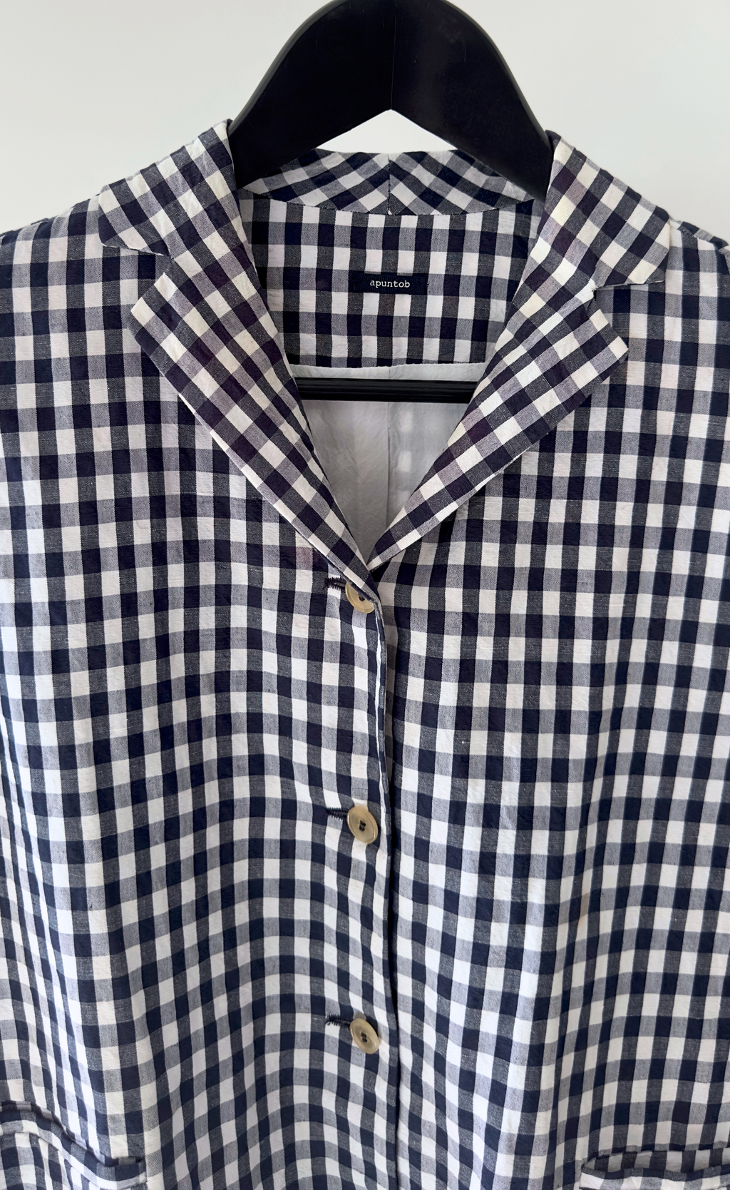 Apuntob - Navy Seersucker Button Up Jacket, Size S