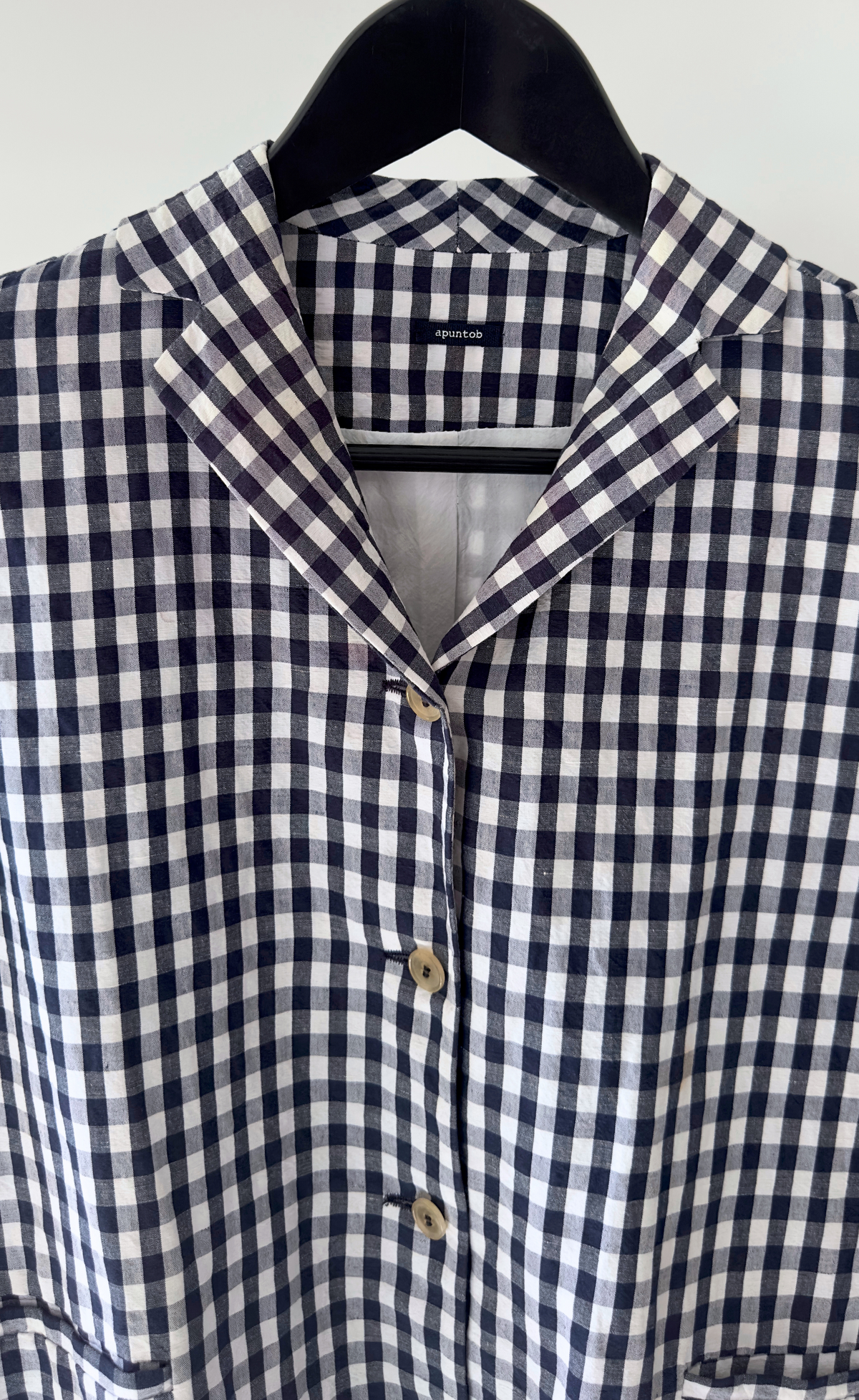 Apuntob - Navy Seersucker Button Up Jacket, Size S