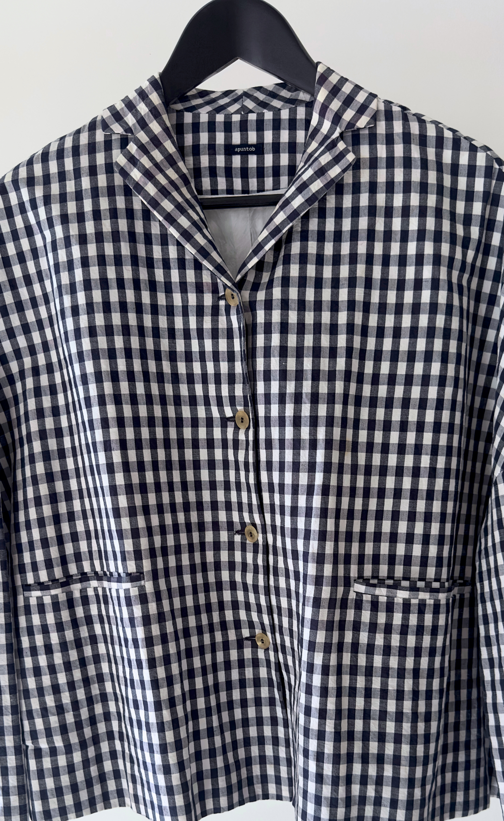 Apuntob - Navy Seersucker Button Up Jacket, Size S