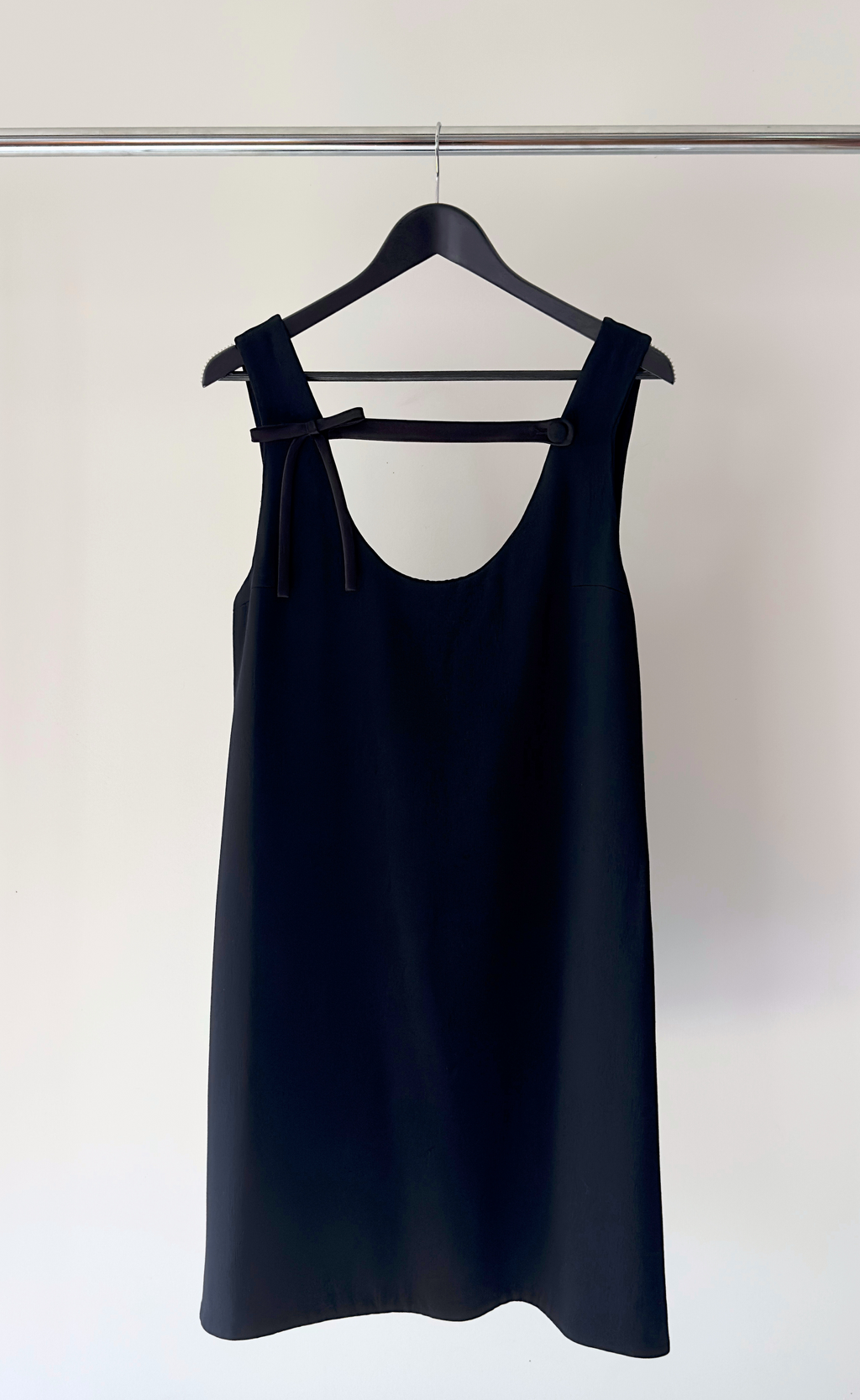 Prada -  Black Scoop Neck Mini Dress, Size 44