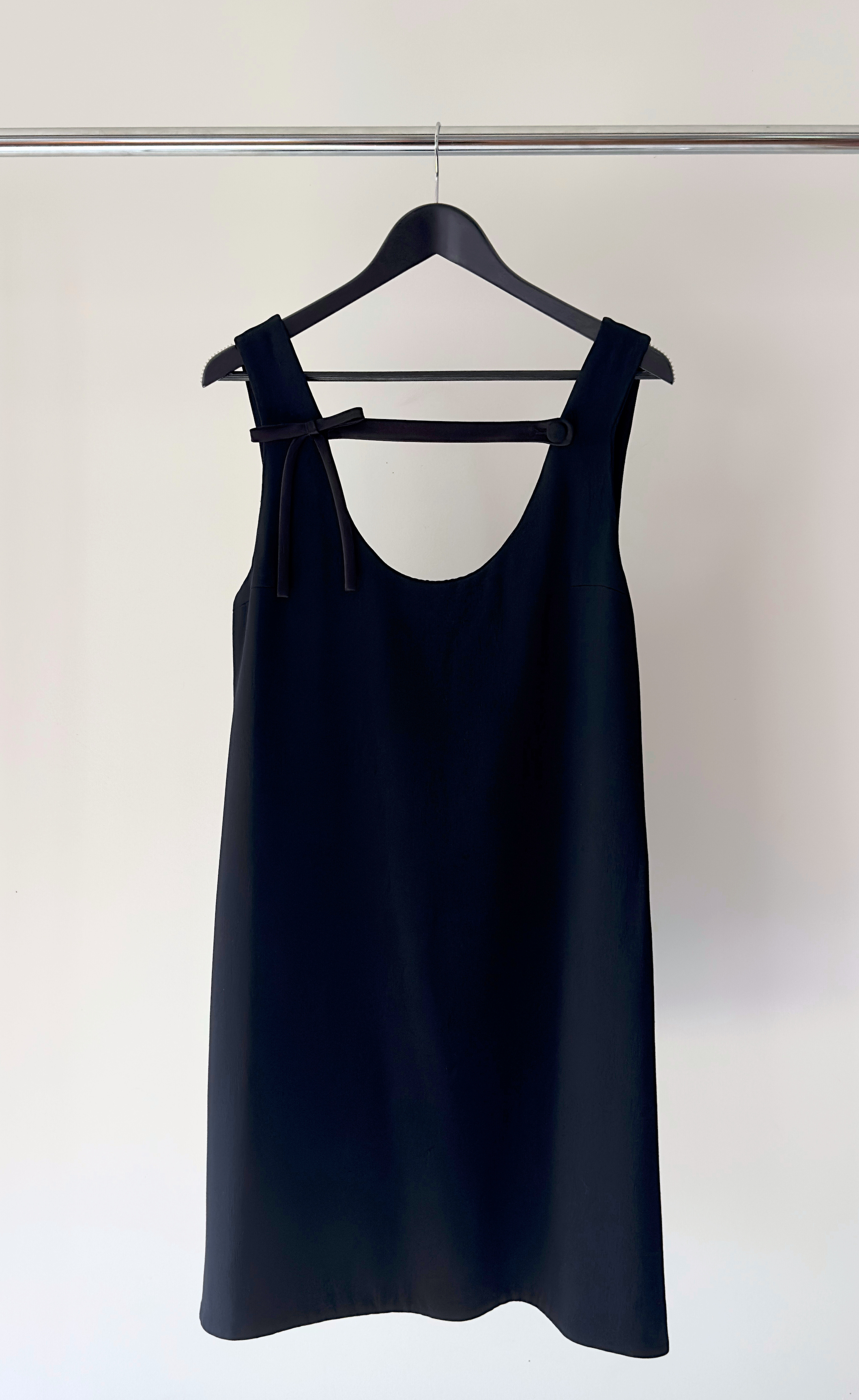 Prada -  Black Scoop Neck Mini Dress, Size 44