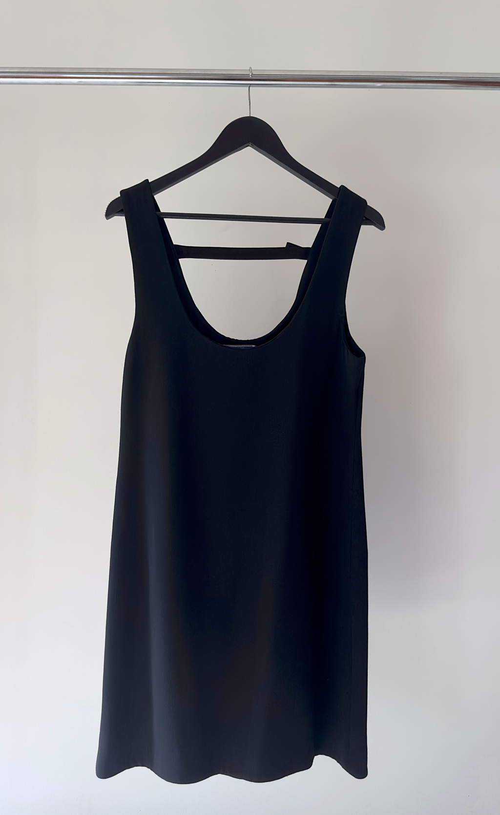 Prada -  Black Scoop Neck Mini Dress, Size 44