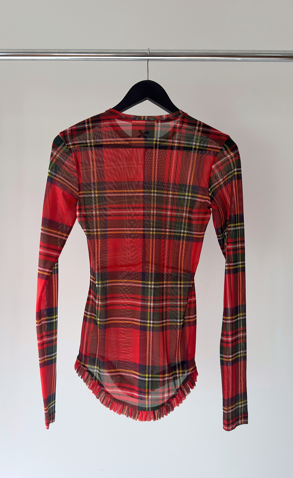 Molly Goddard – Check Long Sleeve Polyester Top, Size 8