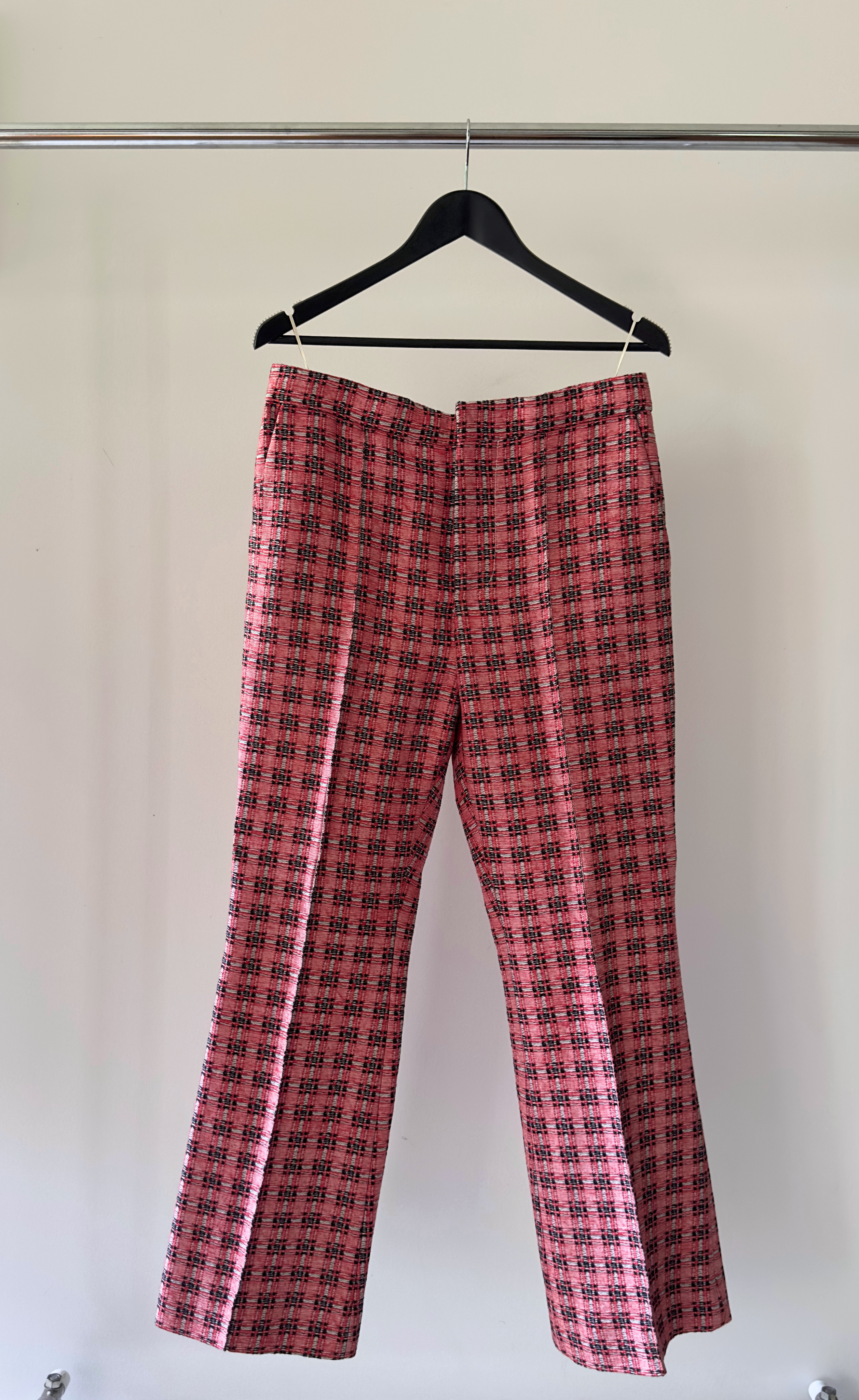 Marni - Tailored Red and Black Check Linen Blend Trouser, Size 42