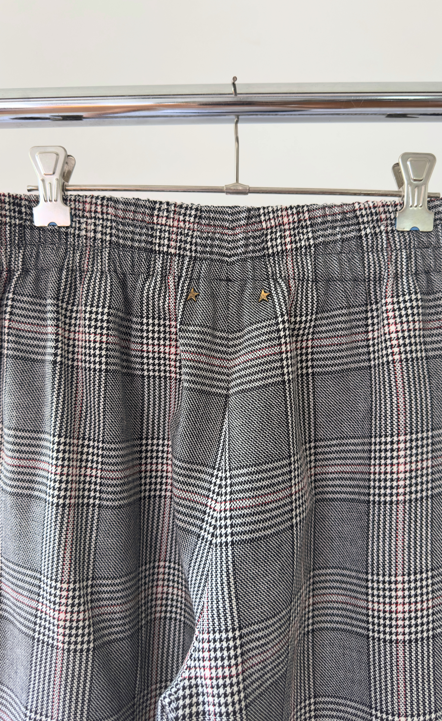 Golden Goose - Elastic Waist Check Wool Trouser, Size 42