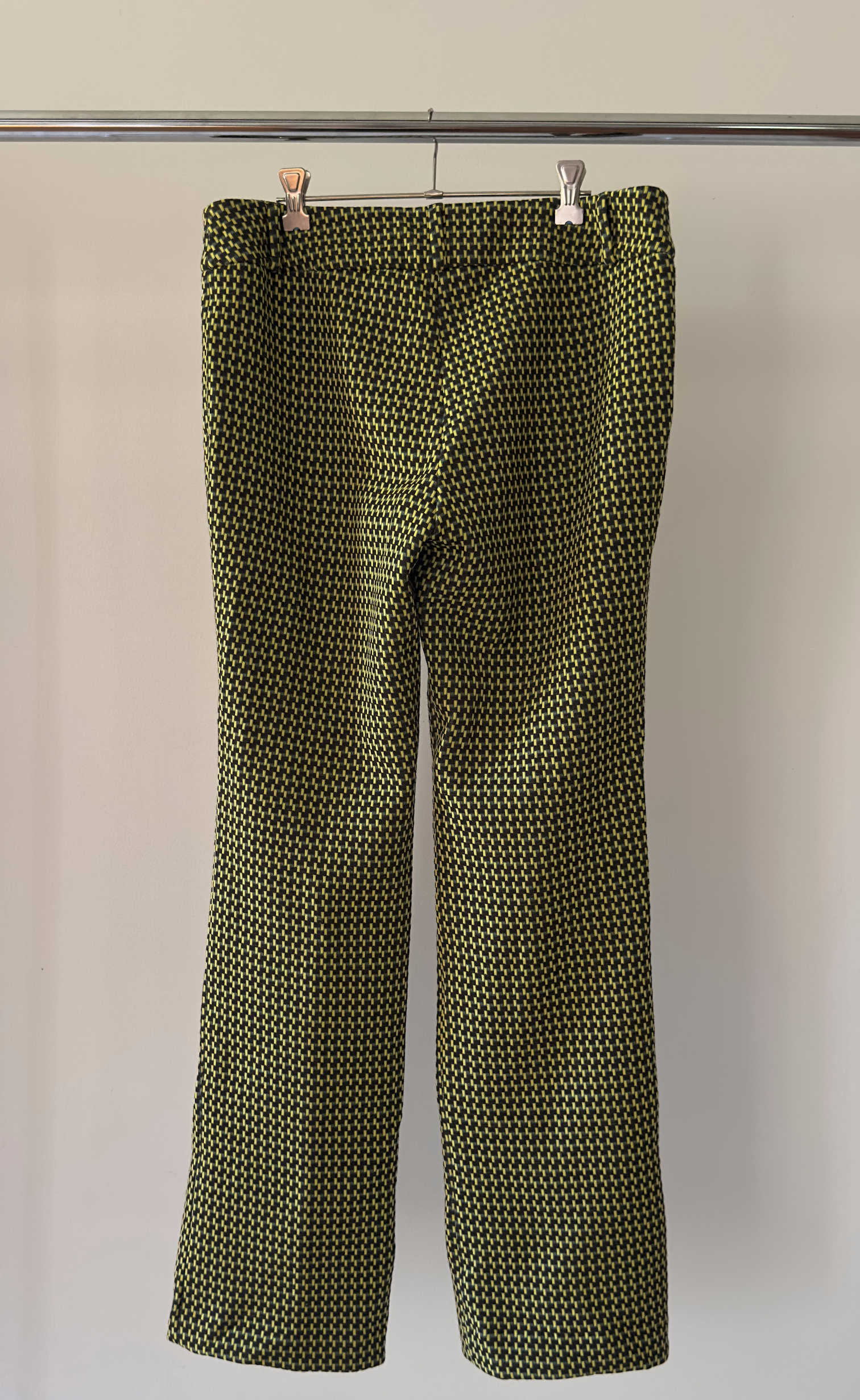 Marni - Tailored Chartreuse Geometric Pattern Wool Trouser, Size - 42
