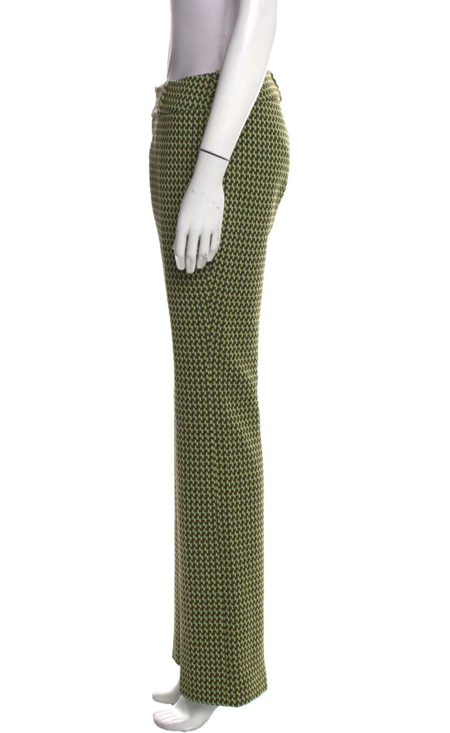 Marni - Tailored Chartreuse Geometric Pattern Wool Trouser, Size - 42