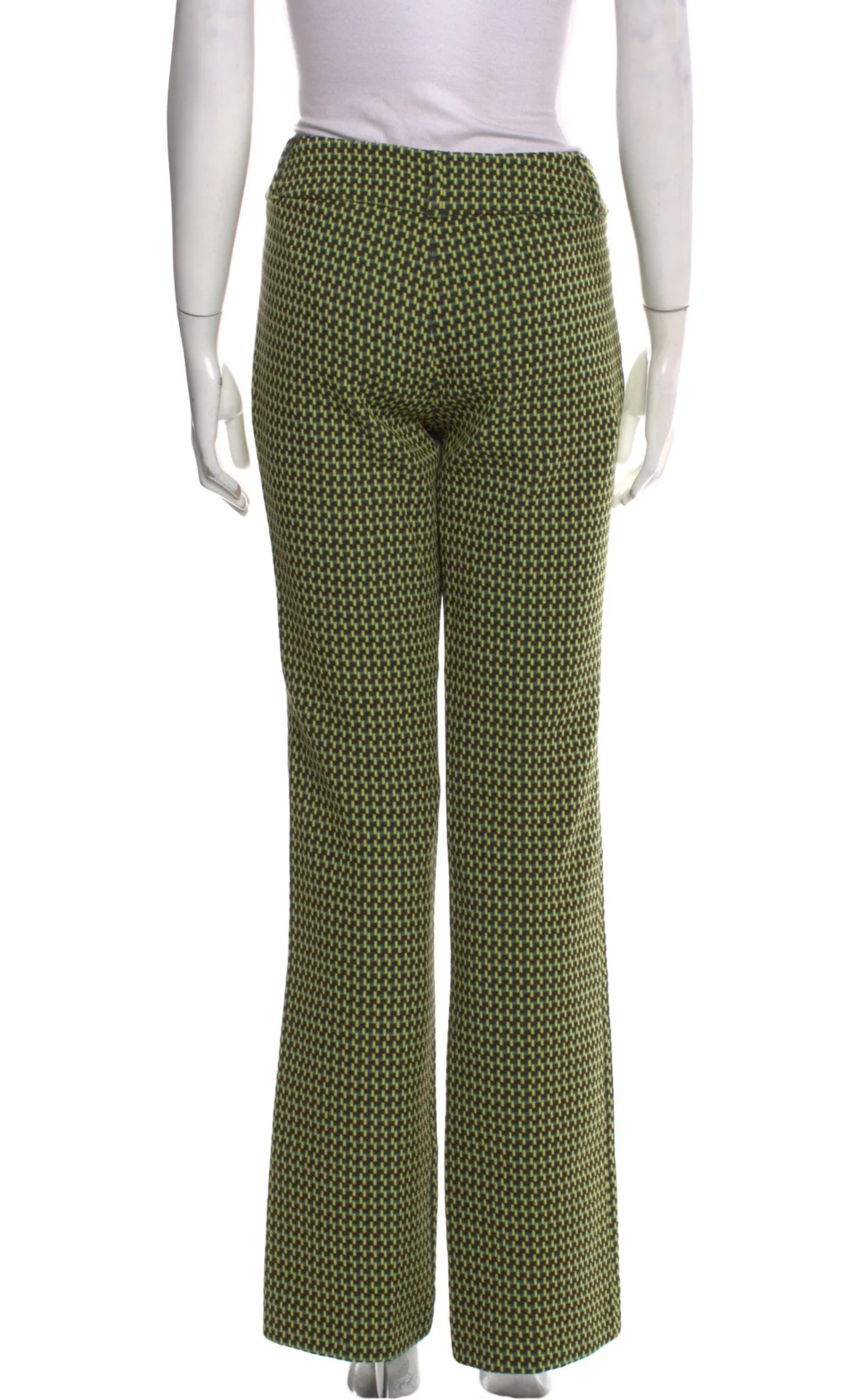 Marni - Tailored Chartreuse Geometric Pattern Wool Trouser, Size - 42