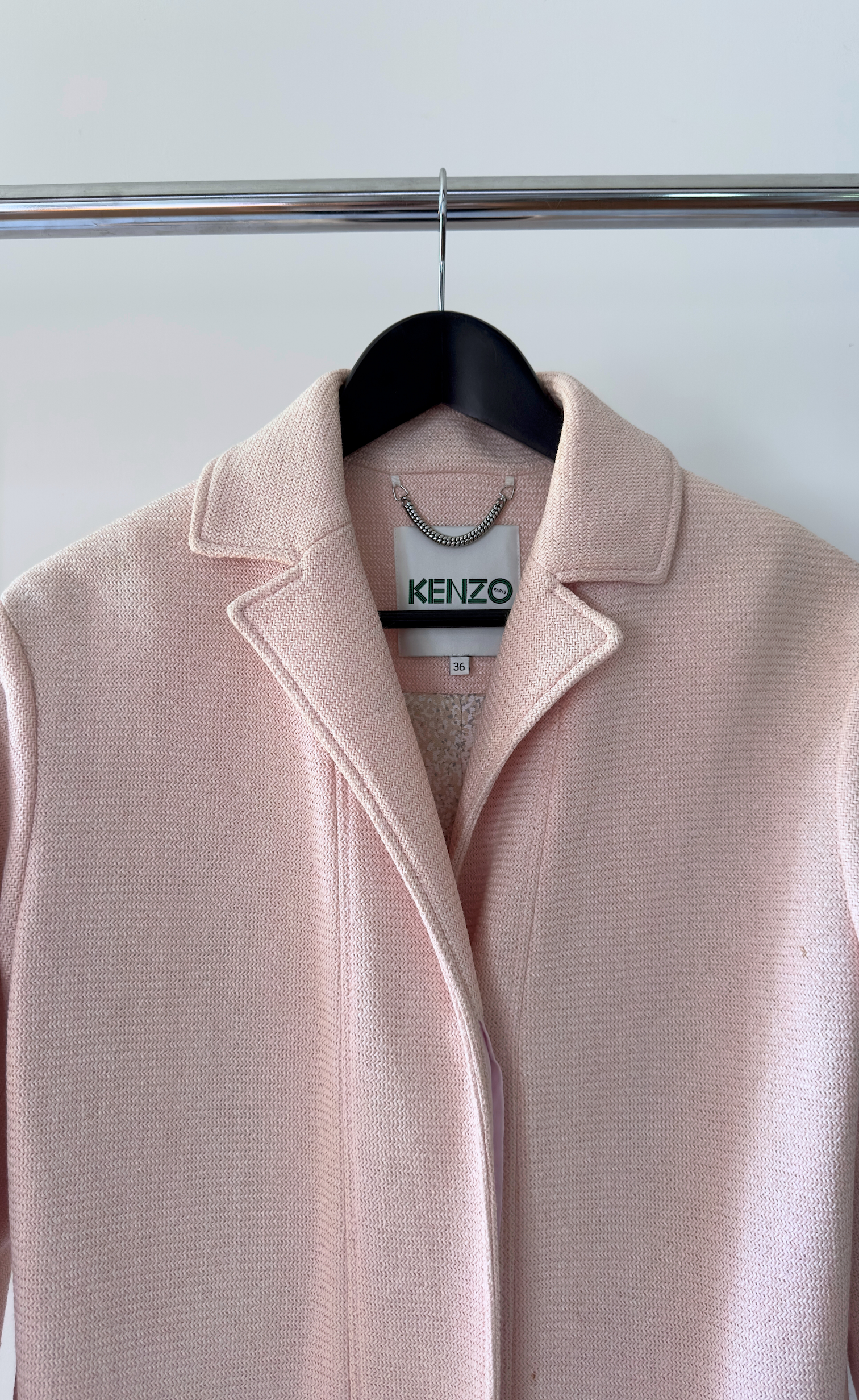 Kenzo - Tailored Coat, Soft Textured Blush Fabrication , Size 36