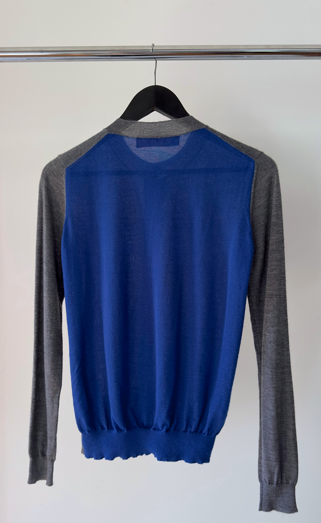 Marni - Contrast Grey/Cobalt Blue Cashmere Cardigan, Size 40