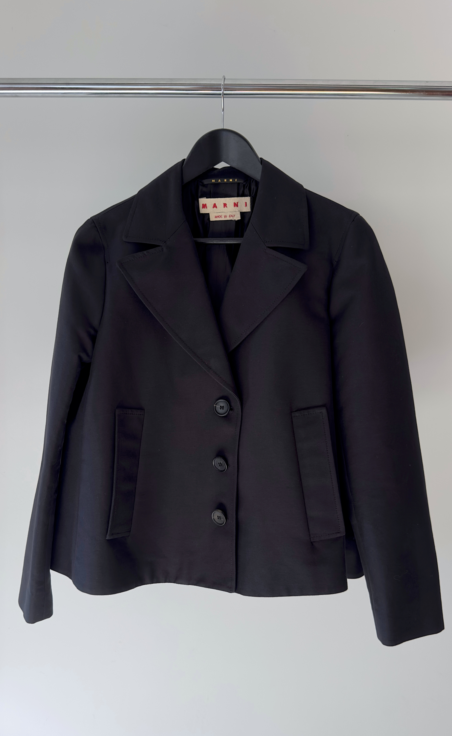 Marni - Structured Black Cropped Jacket, Size 40