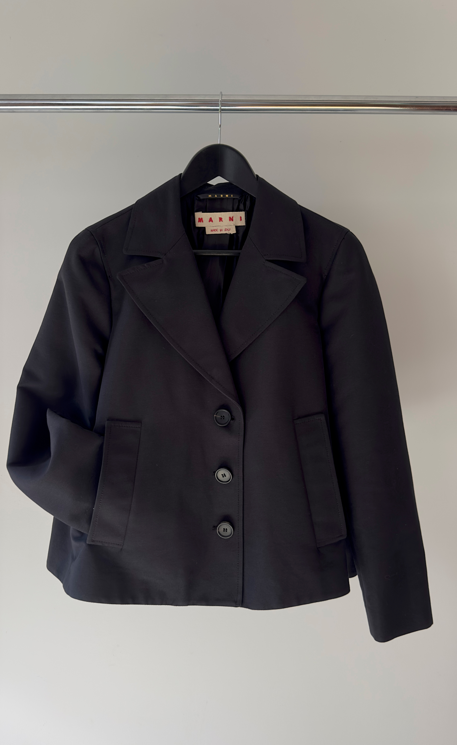 Marni - Structured Black Cropped Jacket, Size 40