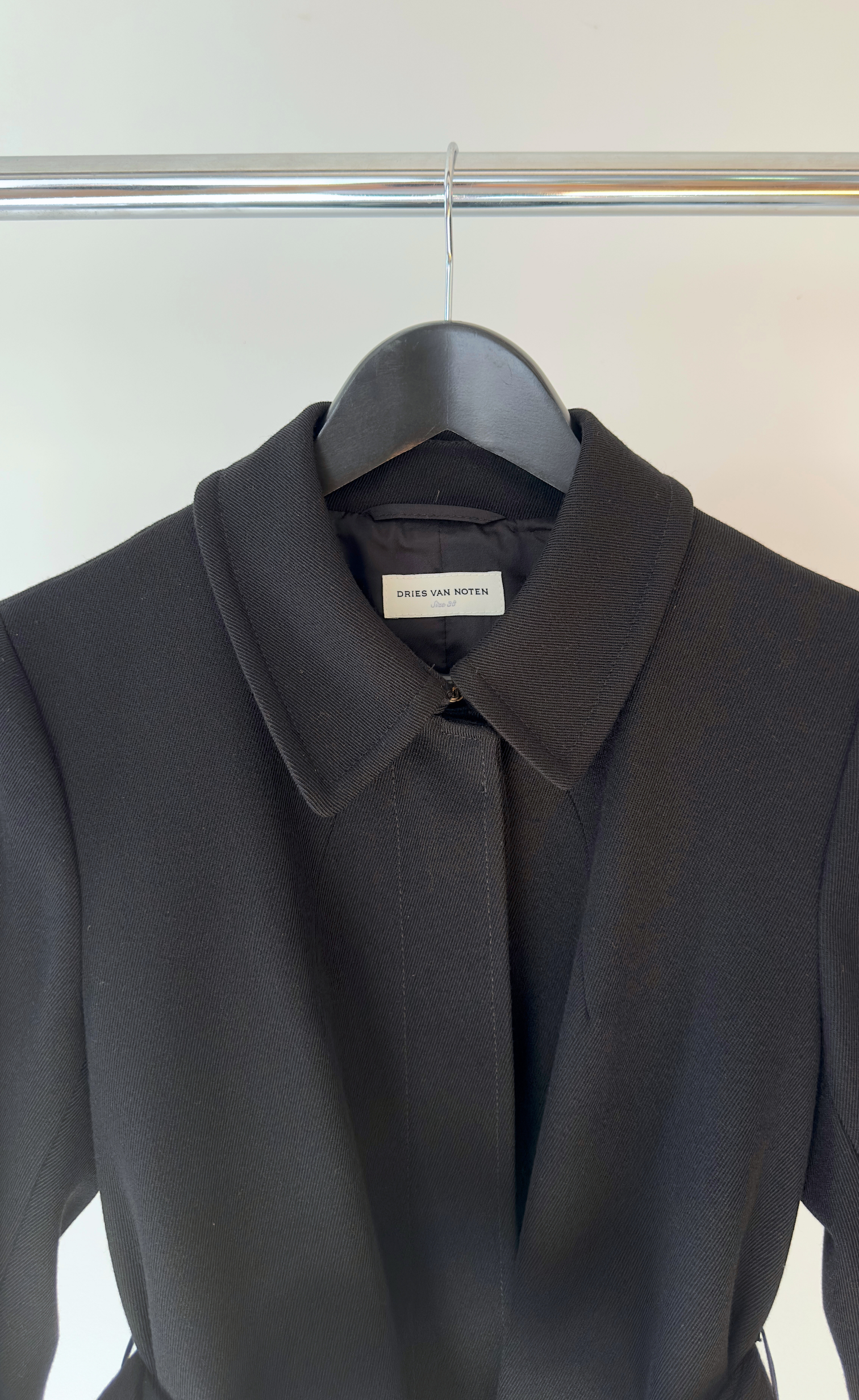 Dries Van Noten - Black Tailored Belted  Wool Jacket, Size 38