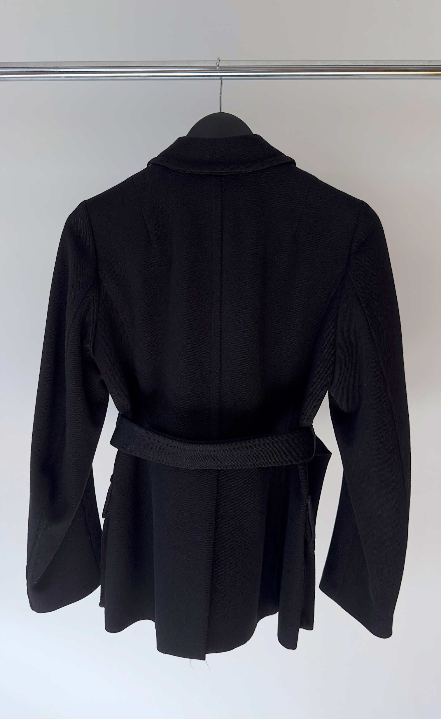 Dries Van Noten - Black Tailored Belted  Wool Jacket, Size 38