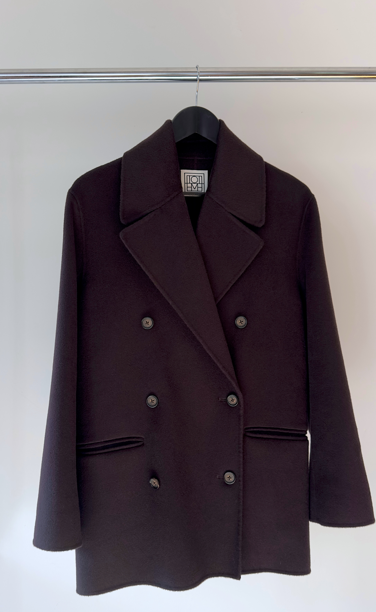 Toteme - Brown Double Breasted Wool Coat, Size 34