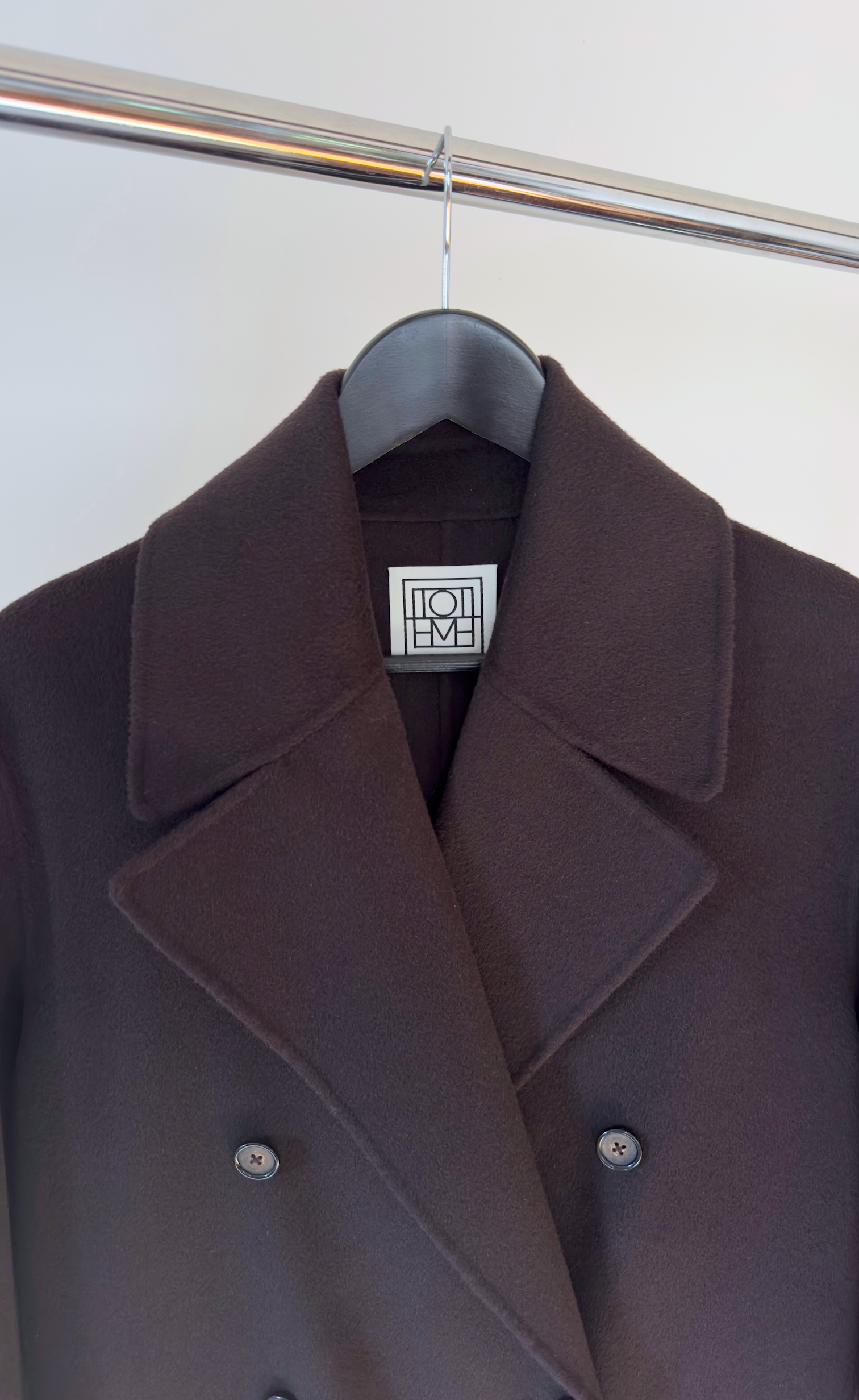 Toteme - Brown Double Breasted Wool Coat, Size 34