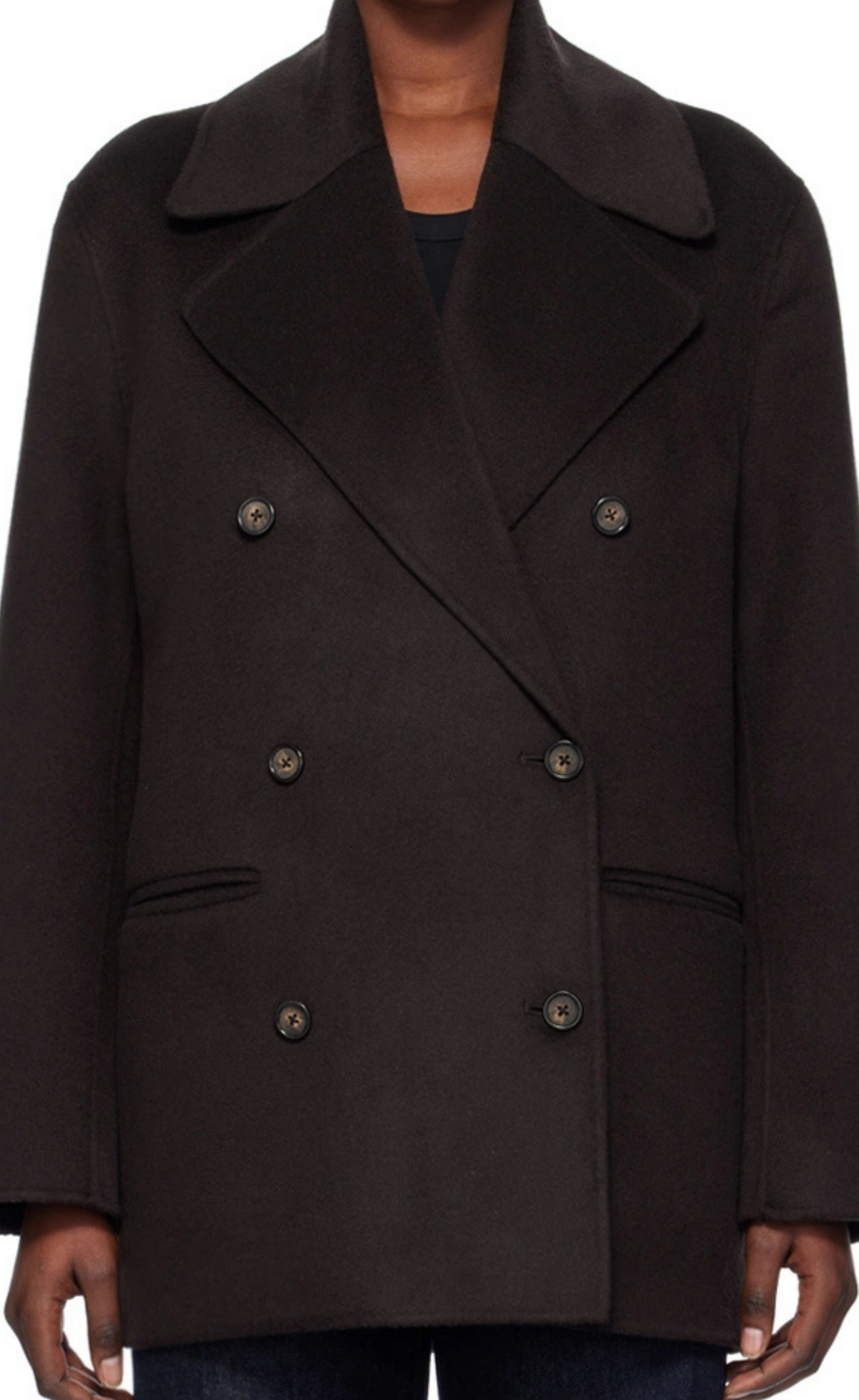 Toteme - Brown Double Breasted Wool Coat, Size 34