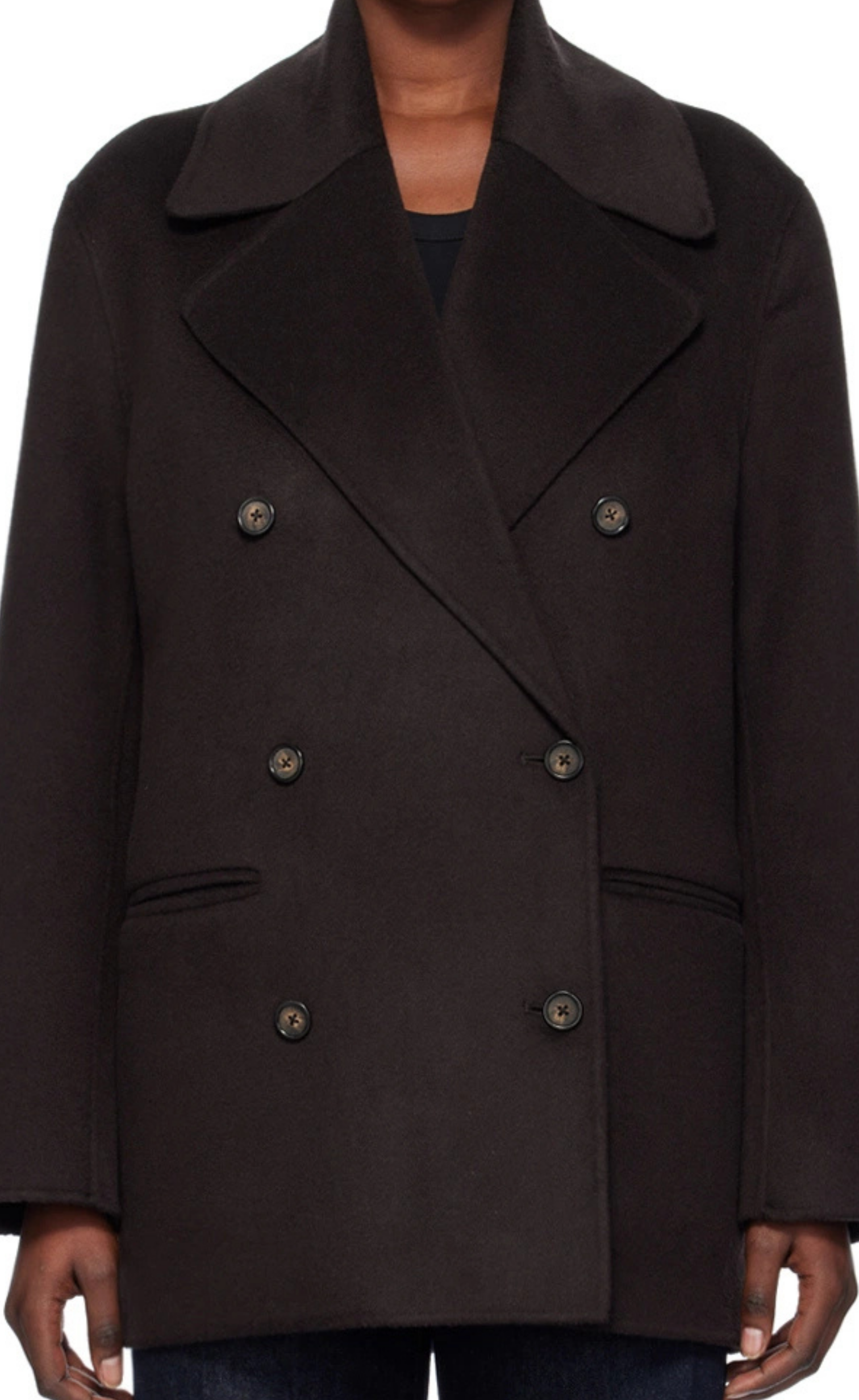 Toteme - Brown Double Breasted Wool Coat, Size 34