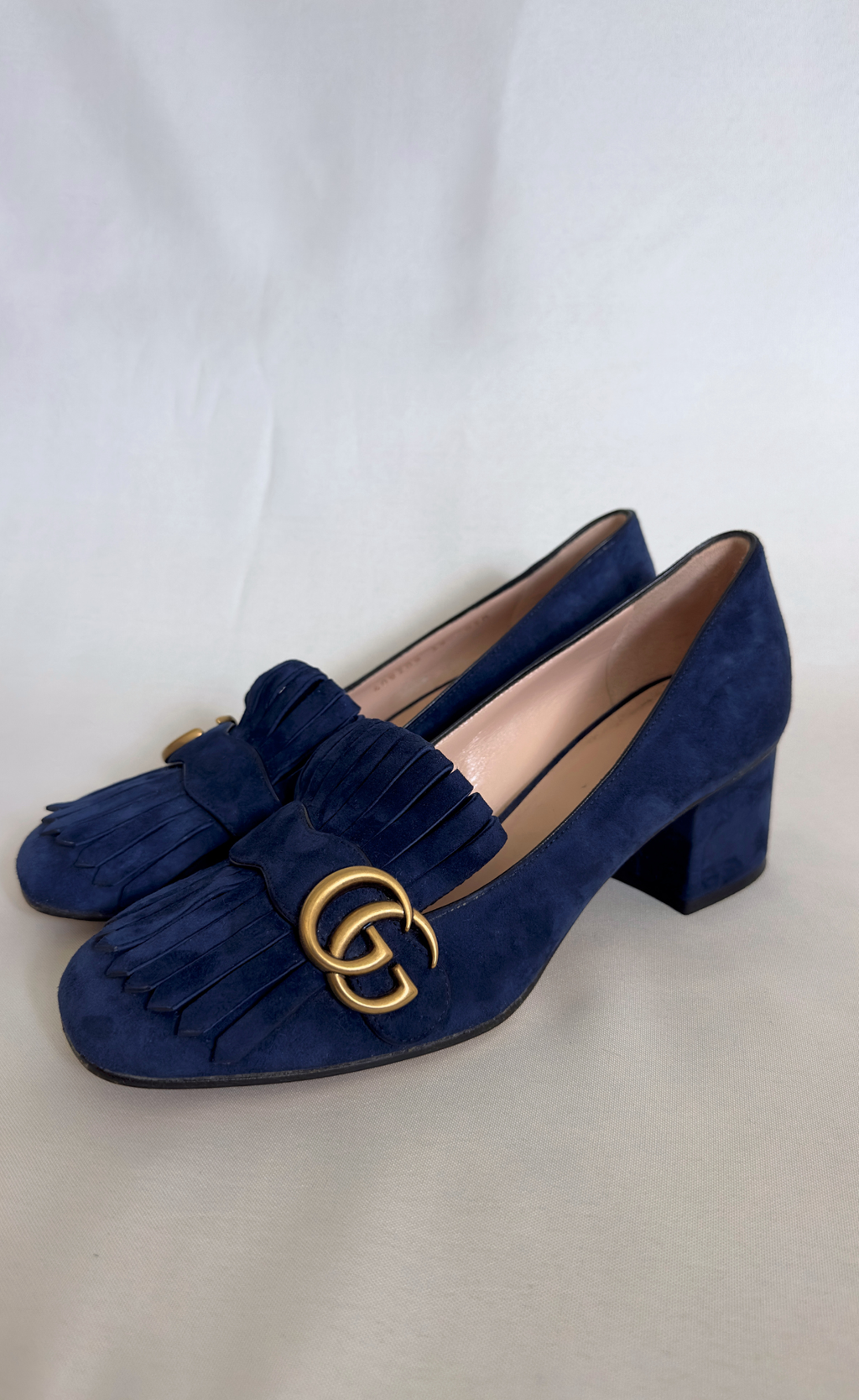 Gucci - Navy Suede GG Marmont Pumps - Size 39