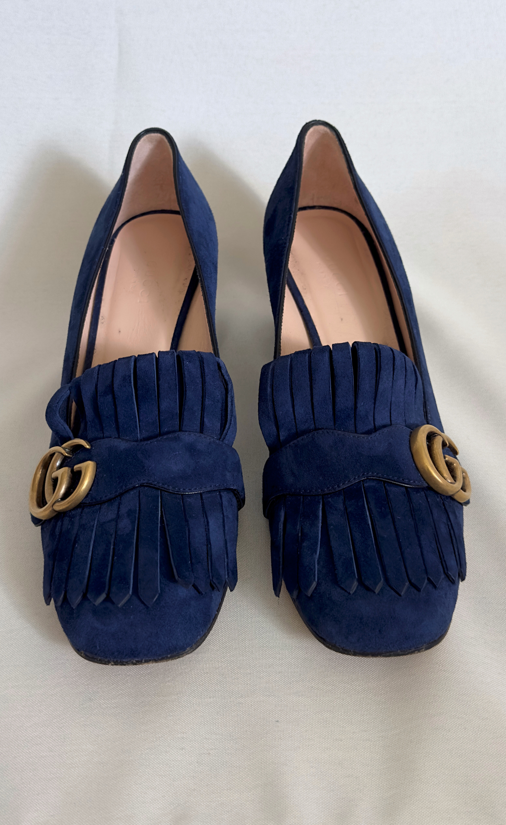 Gucci - Navy Suede GG Marmont Pumps - Size 39