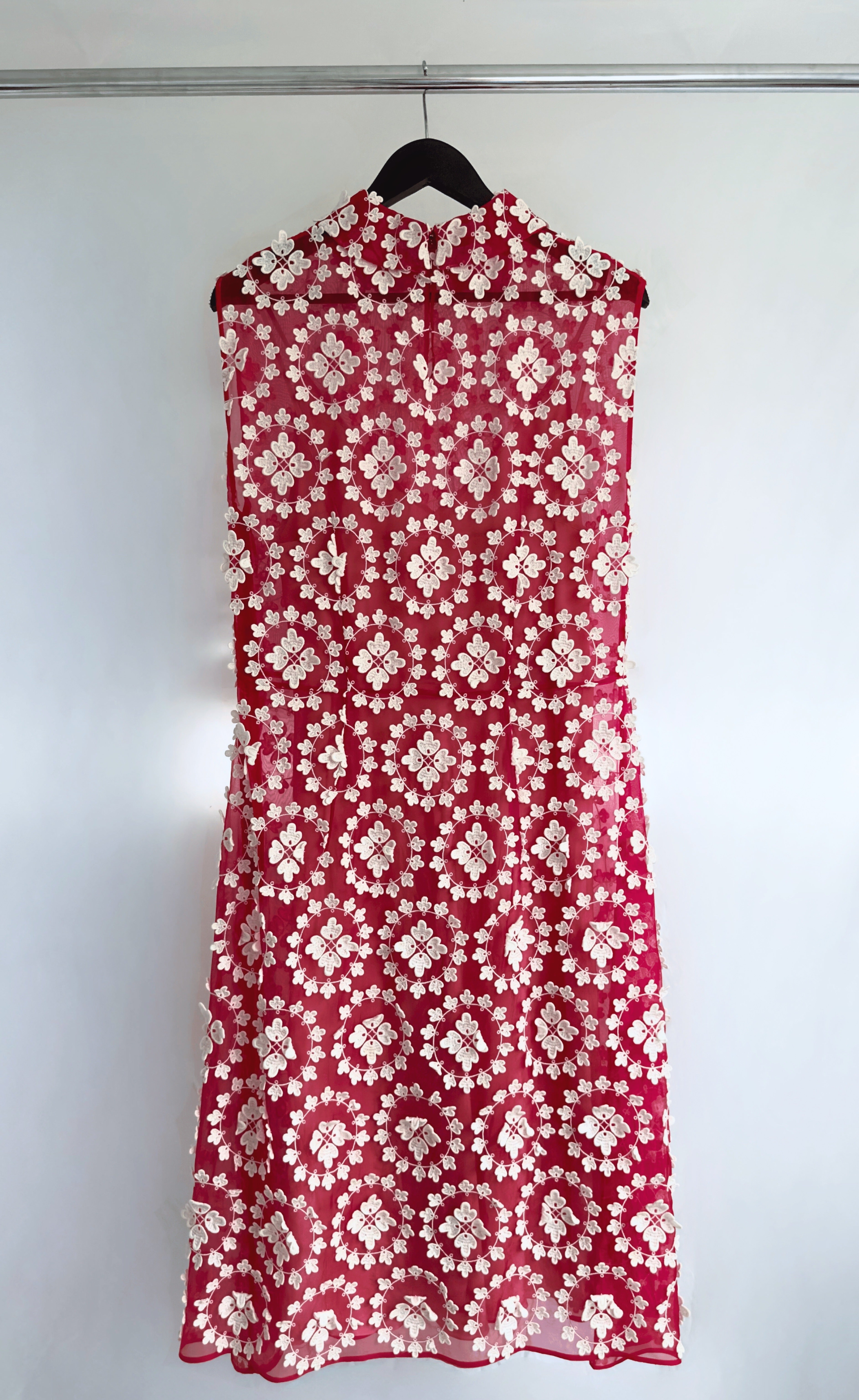 Miumiu - Red Embroidered Flower Dress, Size 42