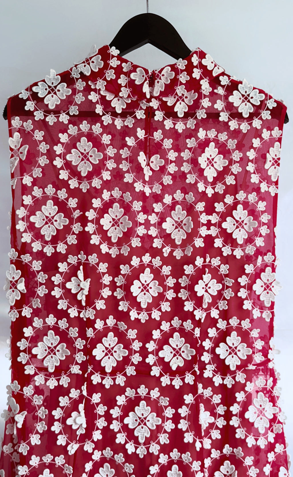 Miumiu - Red Embroidered Flower Dress, Size 42