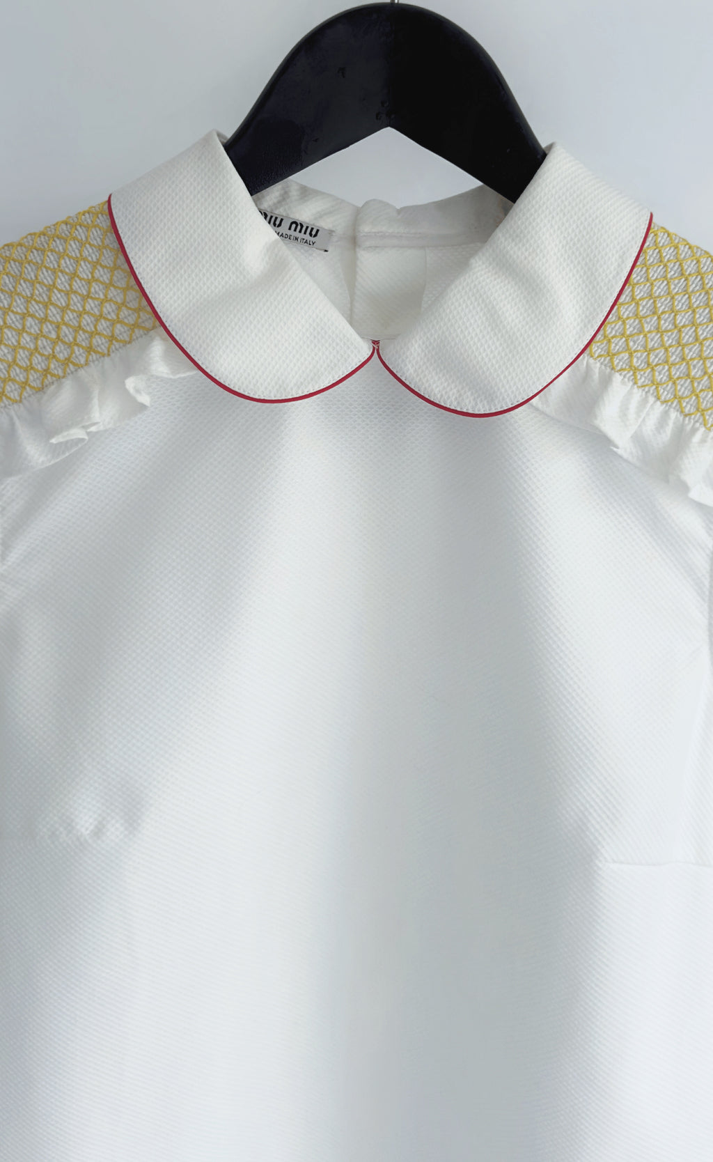 Miu Miu - White Webbed Shoulder Sleeveless Top, Size 42