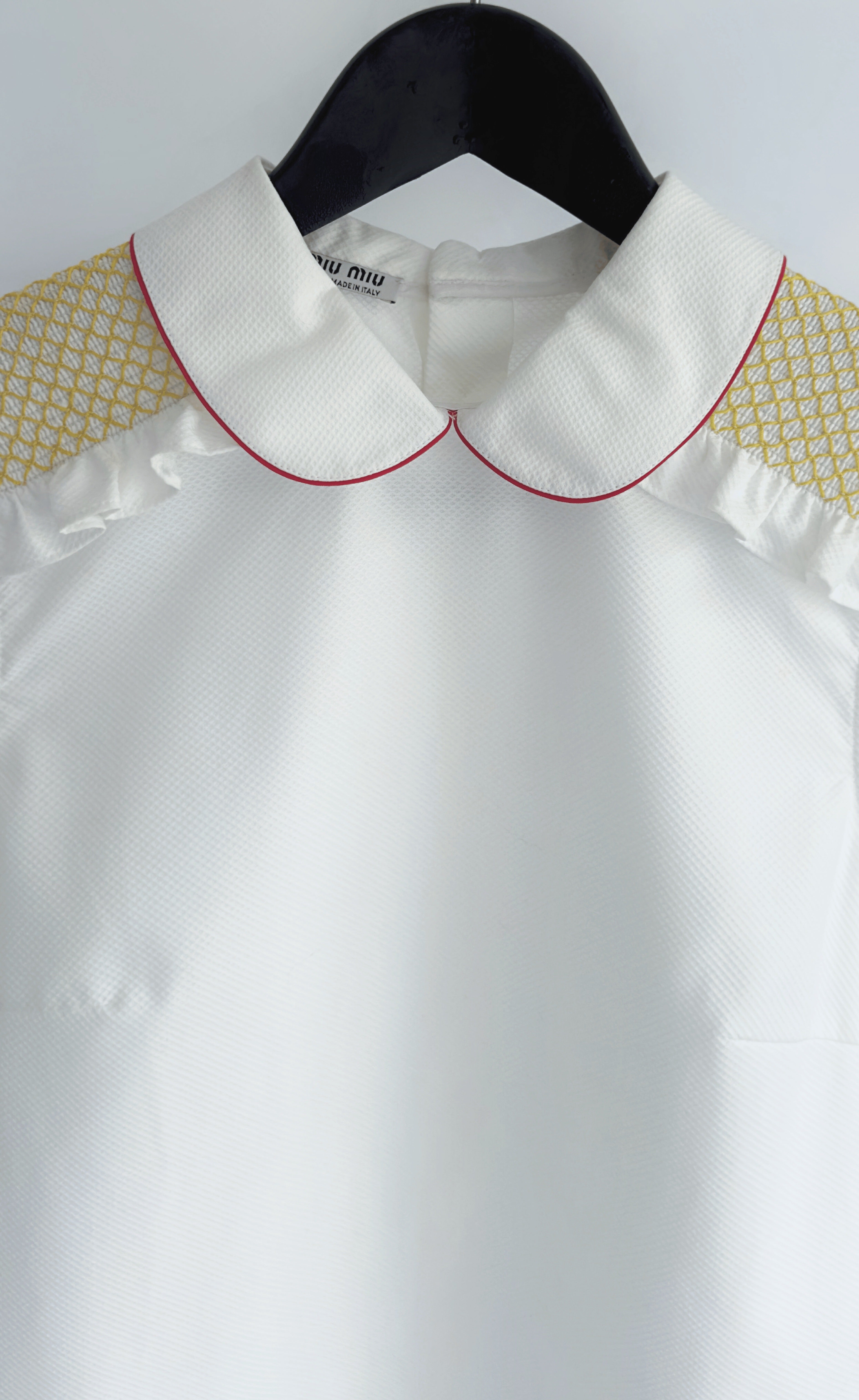 Miu Miu - White Webbed Shoulder Sleeveless Top, Size 42