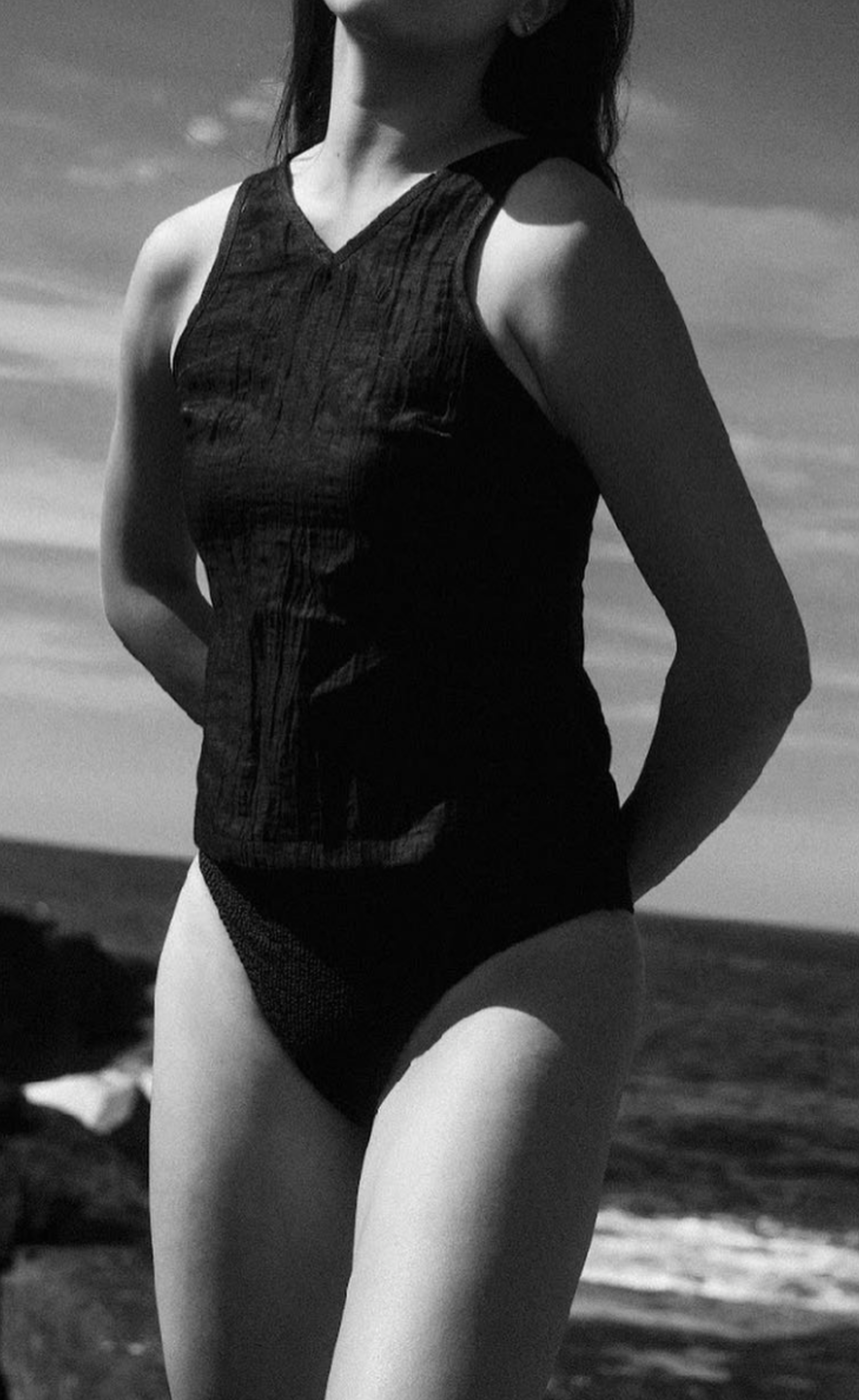 Georgia Wolff - Black Crinkle Shimmer Top, Size's avaliable